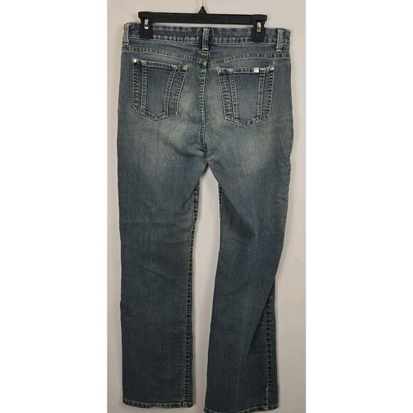 J Lo Jennifer Lopez Button Fly Bootcut Dark Wash Jeans W30 L31 Distressed Boho - Picture 4 of 10